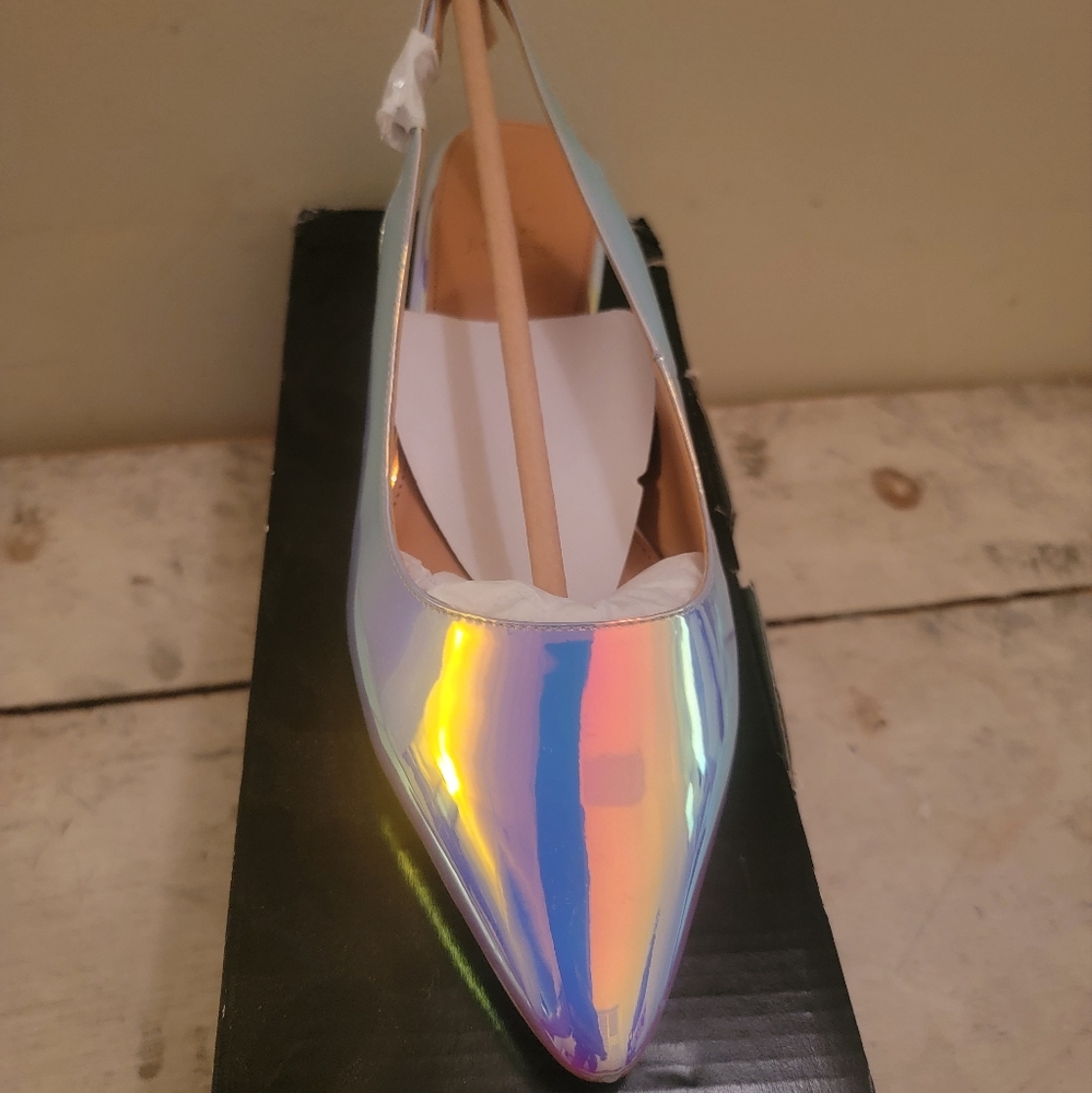 Jcrew Holographic Slingback Block Heels